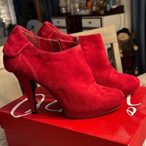Impo Red Suede Heeled Boots